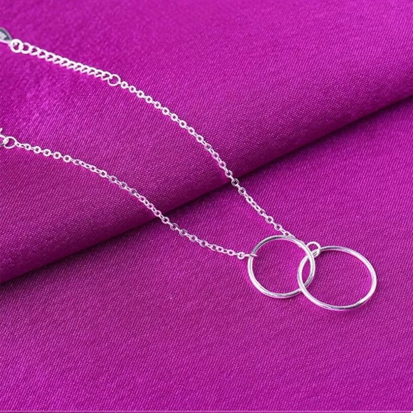 NEW Silver Simple Double Circle Bracelet - Picture 3 of 3